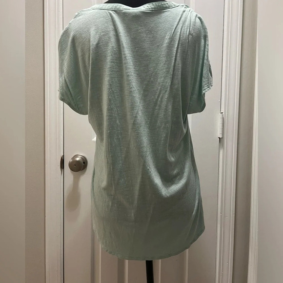 Anthropologie Dolan Left Coast Moreira Mixed Media Top Cap Sleeve Mint Green - Picture 2 of 4